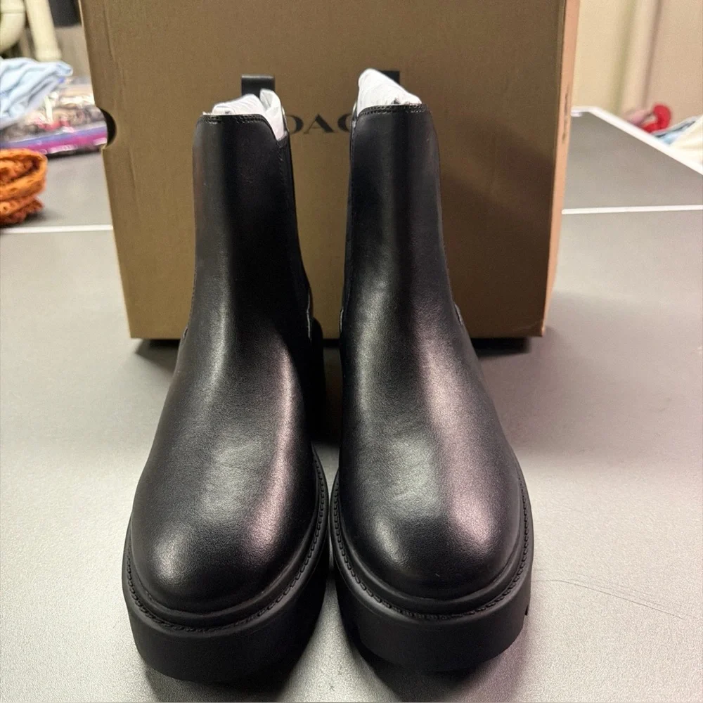 Coach Colson Signature‎ Pull On Boot Men's Size 9B Leather Ankle Graphite/Black